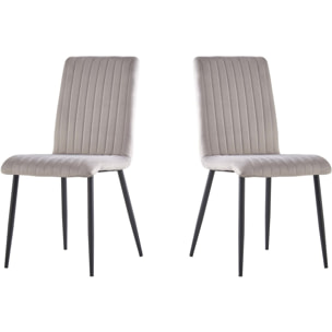 Lot de 2 chaises en velours "Henley" - Gris clair