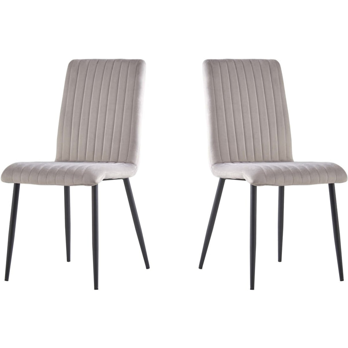 Lot de 2 chaises en velours "Henley" - Gris clair