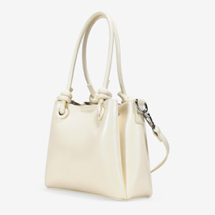 Bolso de mano beige acharolado