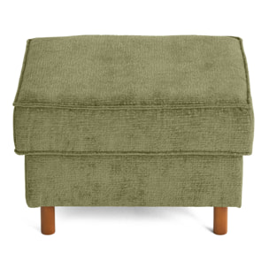 Jake - pouf en tissu velours relief - pieds en bois foncé - Vert