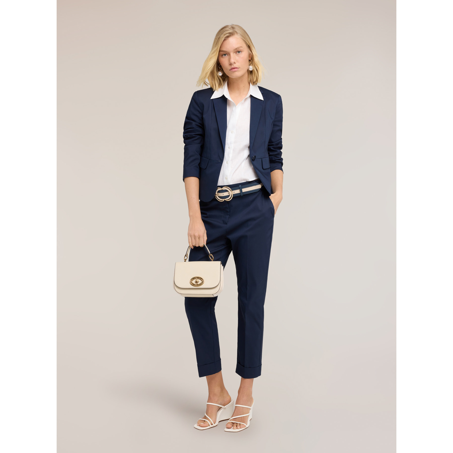 Motivi - Blazer sartoriale in misto cotone - Blu