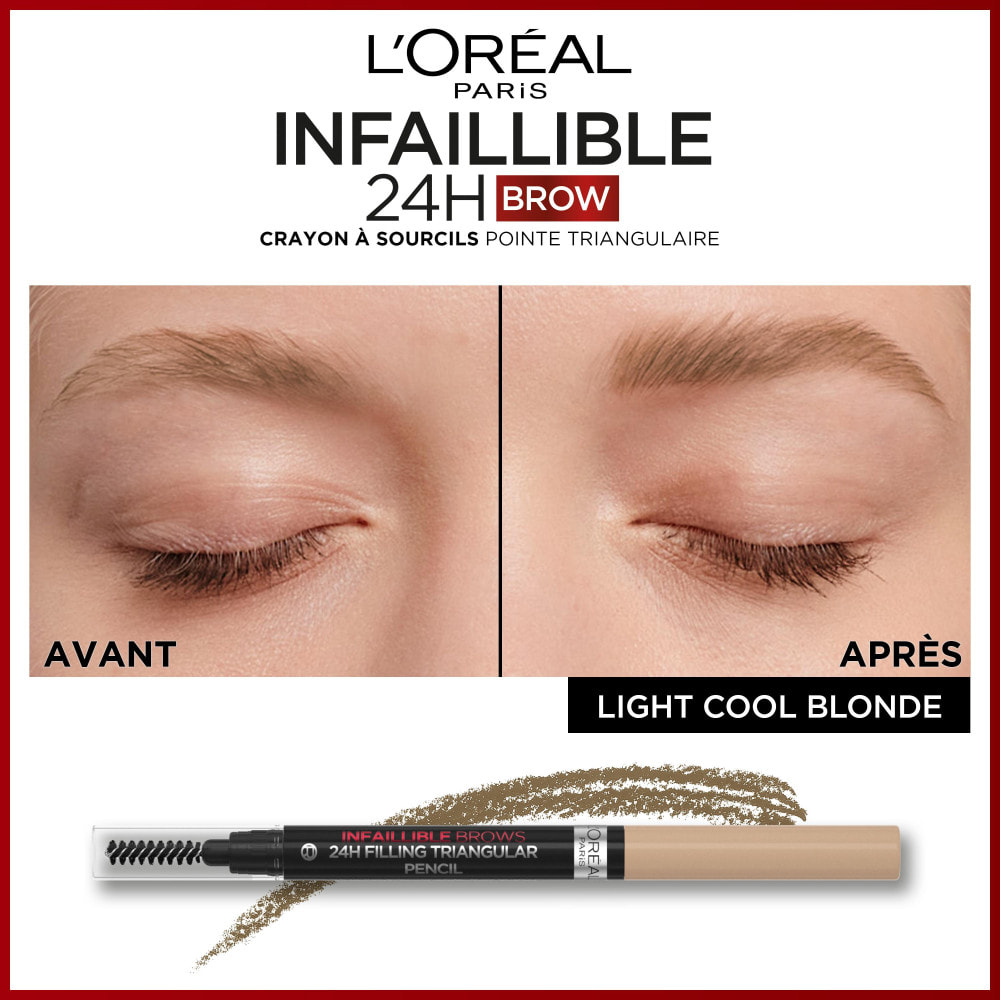 L'Oréal Paris Infaillible 24H Brow Crayon à Sourcils Pointe Triangulaire 8 Light Cool Blonde