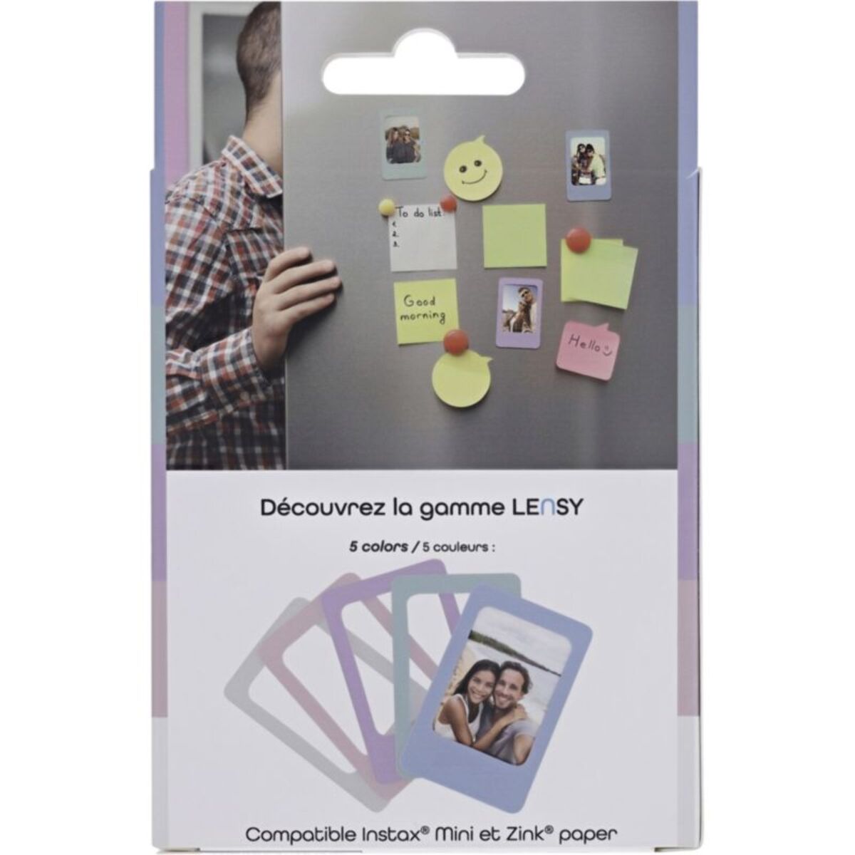 Cadre photo TNB x 5 violet-rose-gris clair- vert et bleu