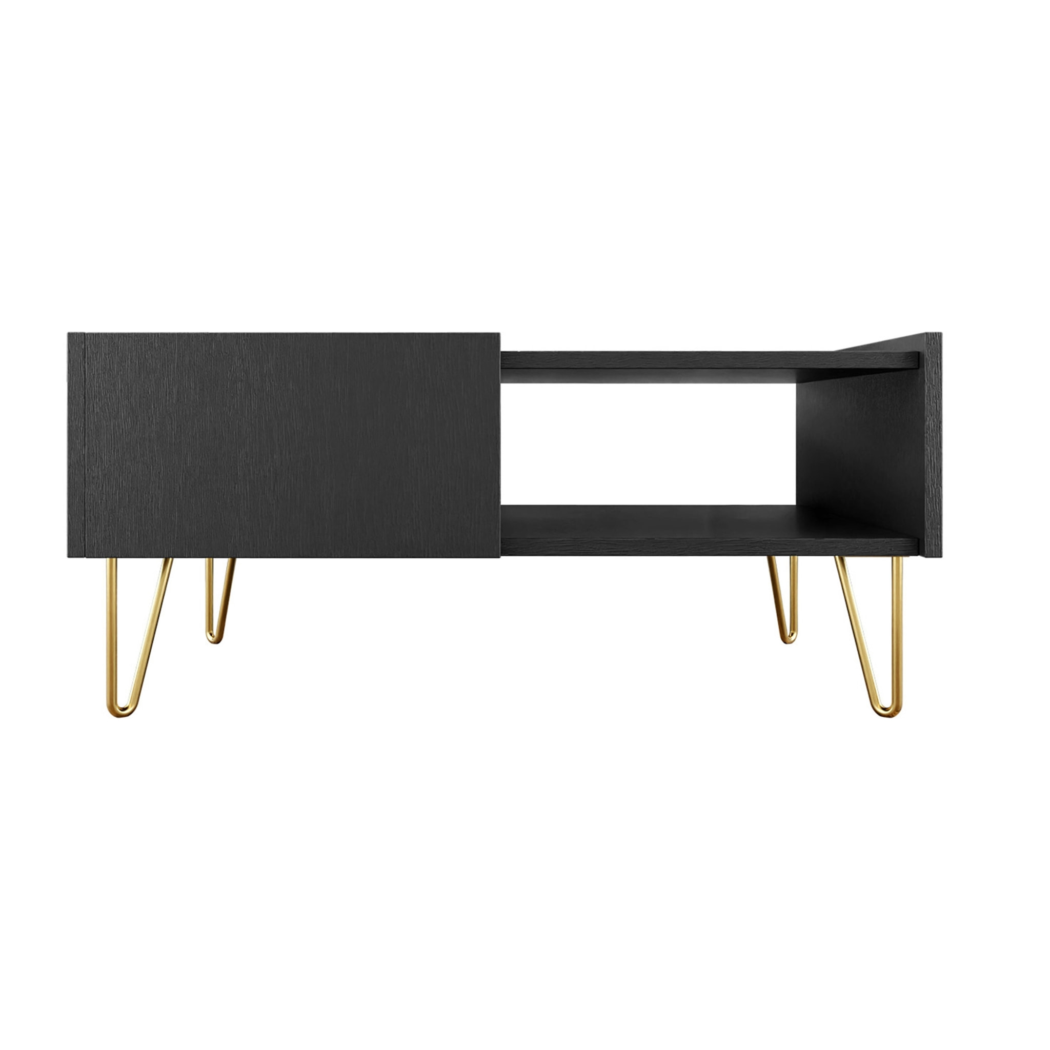Cali - table basse - effet marbre - 97 cm - Noir / Doré