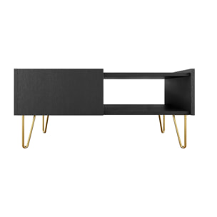 Cali - table basse - effet marbre - 97 cm - Noir / Doré