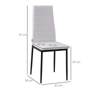 Pack de 4 Sillas de Comedor Modernas, Sillas de Cocina Tapizadas en Lino Sintético con Respaldo Alto y Patas de Metal, para Salón, Blanco