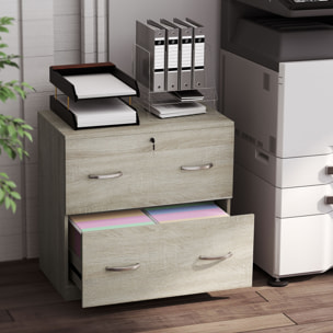 Cajonera de Escritorio con 2 Cajones Cajonera de Oficina con Guías para Carpetas Colgantes para A4 Cerradura y 2 Llaves para Estudio Salón 77x42x72 cm Natural