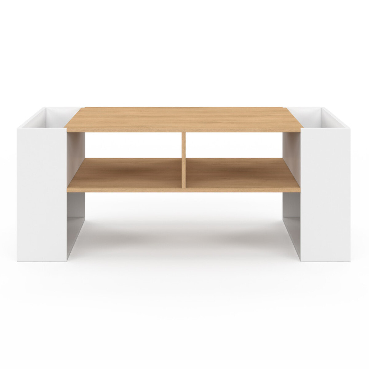 Table basse avec niches bois et blanche