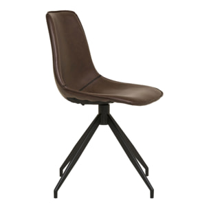 Set 2 sedie da pranzo girevoli Monaco in ecopelle marrone scuro con gambe nere