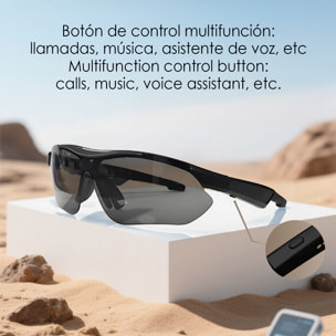 Occhiali sportivi intelligenti QY PRO 3. Assistente vocale intelligente, traduzione in tempo reale di oltre 100 lingue, controllo della musica/chiamate e lenti UV400.