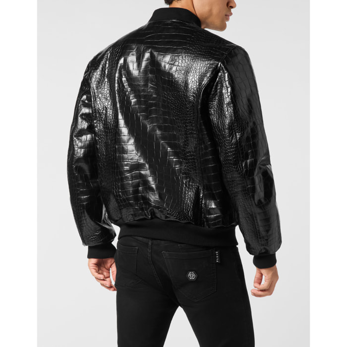 PHILIPP PLEIN Leather Bomber COCCO