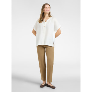 Elena Mirò - Pantalones rectos en raso stretch - Marrón