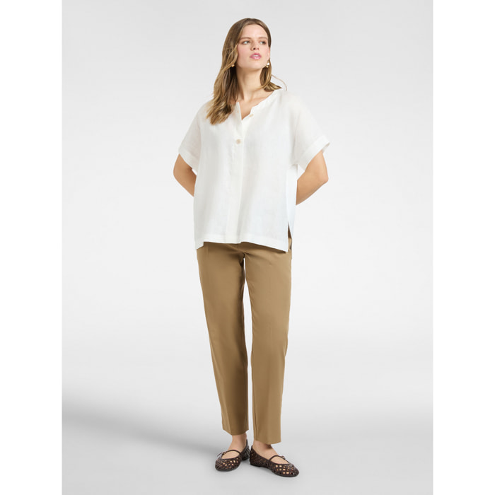Elena Mirò - Pantalones rectos en raso stretch - Marrón