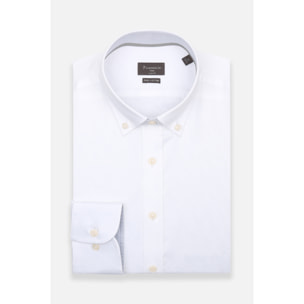camicia uomo 1 bottone button down slim Satin Unito Bianco