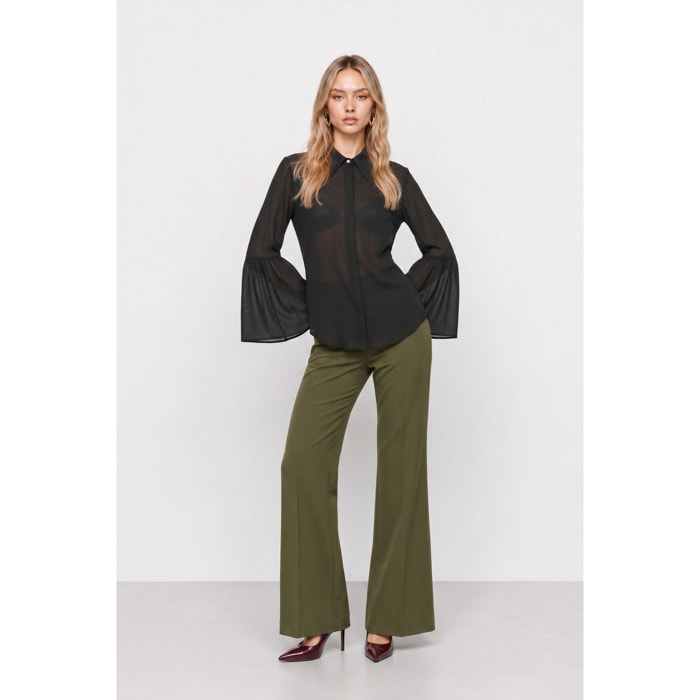 Kocca - Blusa semitrasparente in viscosa con maniche svasate Donna