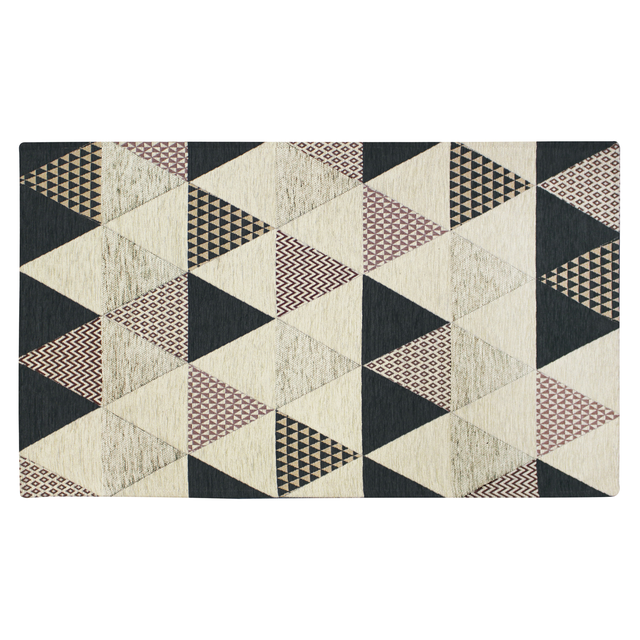 TAPPETO ARREDO TRIANGOLI ANTRACITE CON FONDO ANTISCIVOLO
