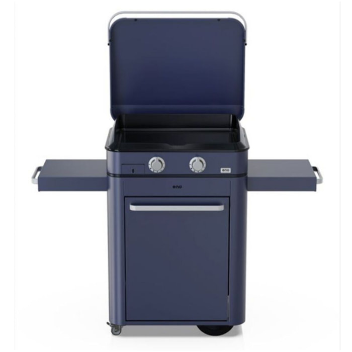 Plancha gaz ENO Enosign 65 bleu navy sur chariot, 56x40 cm