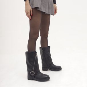 STIVALE BIKER ZIP NERO