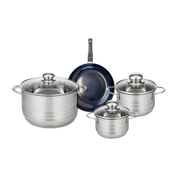 Ensemble de 1 Poêle de cuisson 20 cm et 3 faitouts 14, 16 et 24 cm Elo Prima Brillant