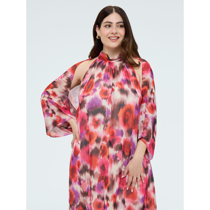 Fiorella Rubino - Cubre hombros de georgette con estampado - Fuchsia