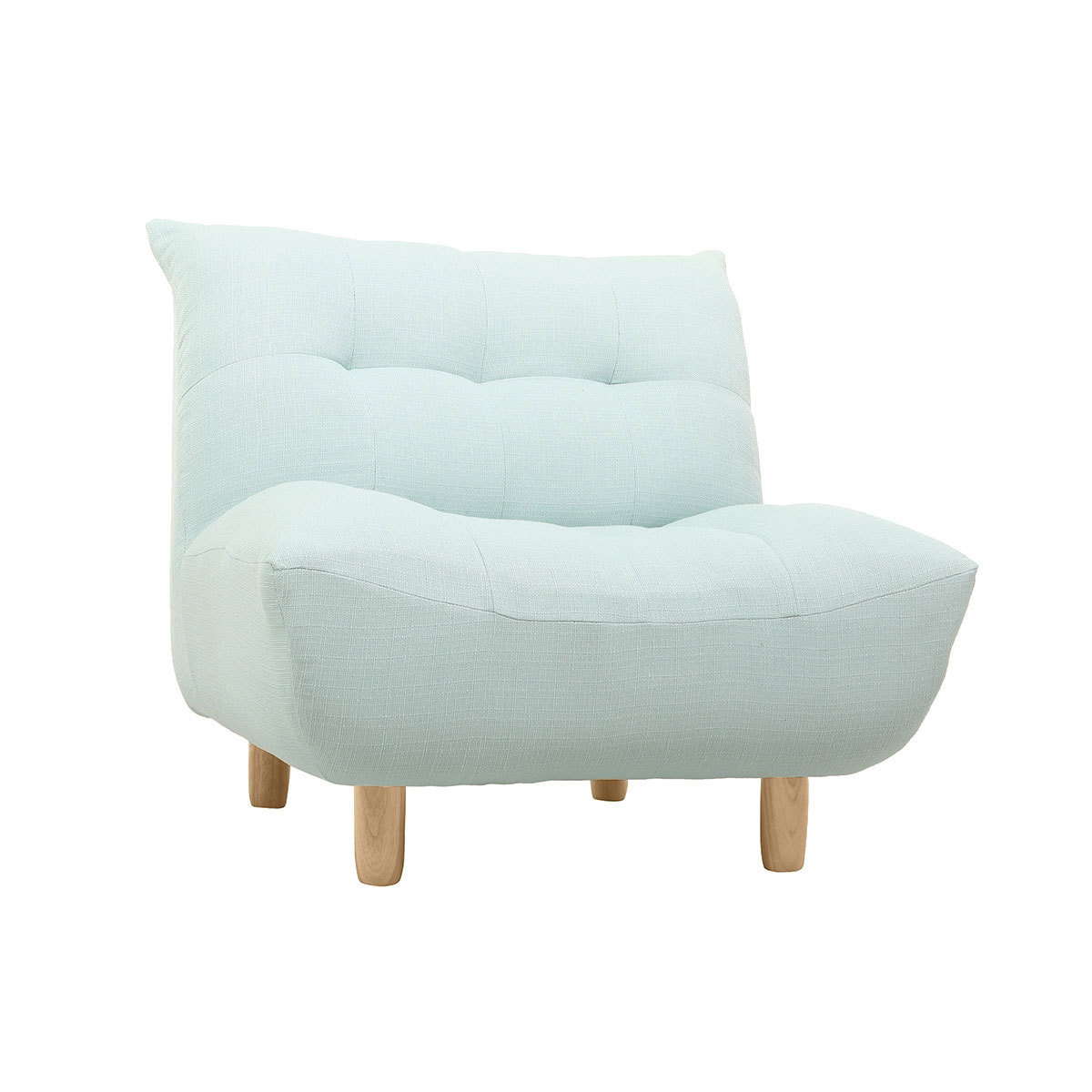 Fauteuil scandinave en tissu menthe à l'eau et bois clair YUMI