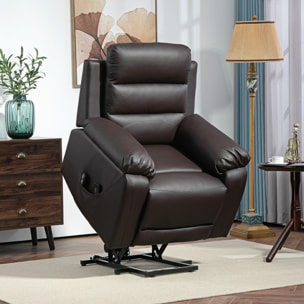 Fauteuil de massage fauteuil releveur électrique inclinaison réglable repose-pied ajustable PU chocolat