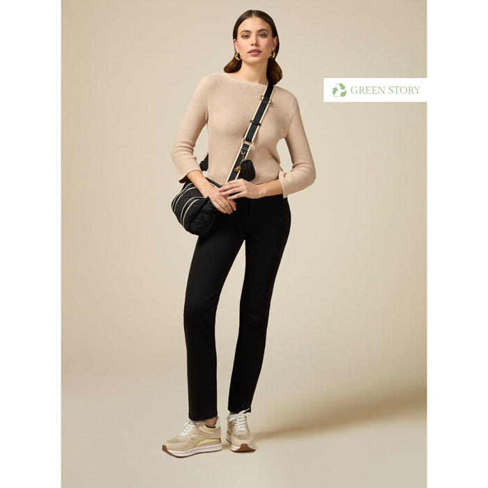 Oltre - Pantalones regular eco-friendly mezcla tencel - Negro