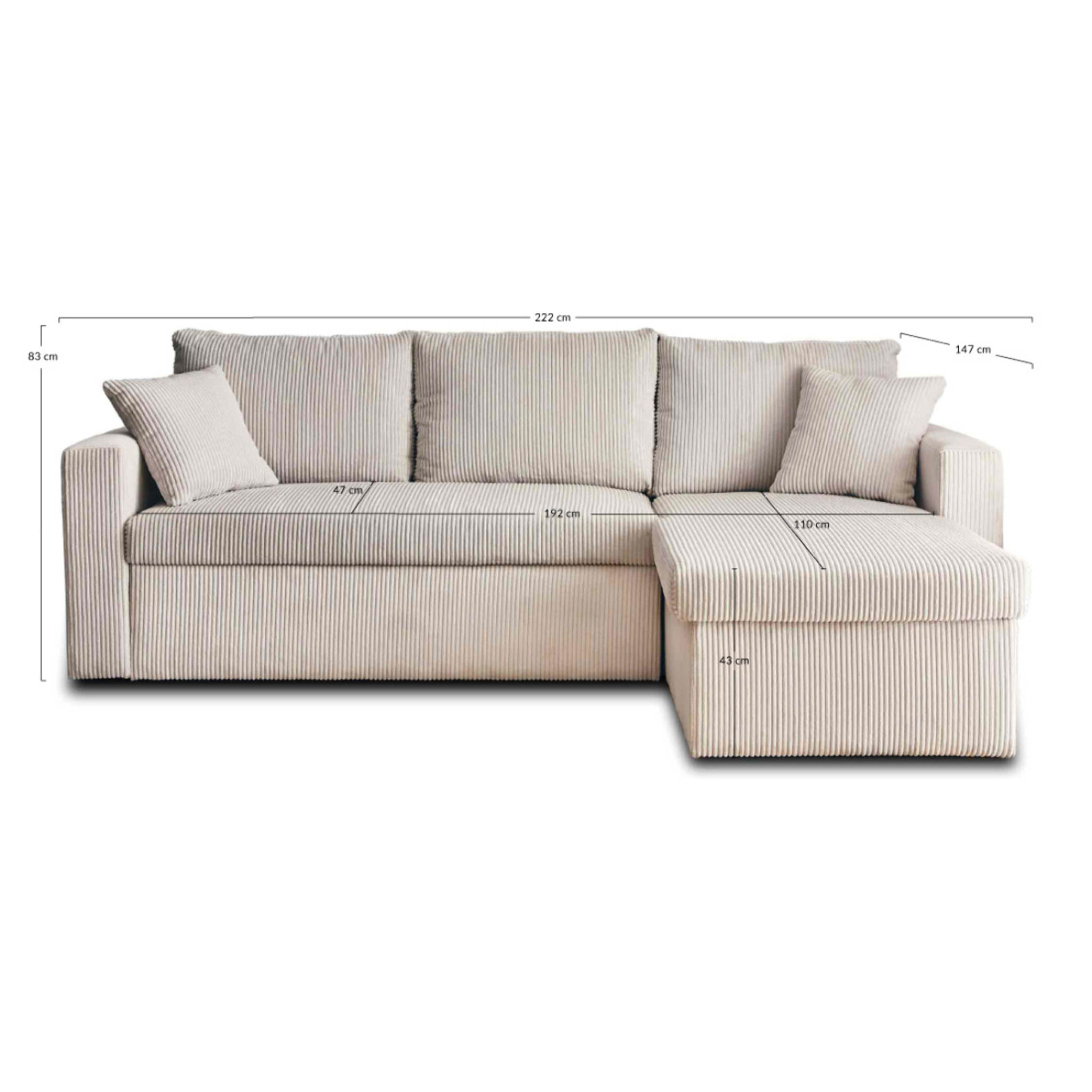 Cyrus - canapé d'angle réversible 4 places - convertible avec coffre - en velours côtelé - Vert