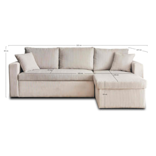 Cyrus - canapé d'angle réversible 4 places - convertible avec coffre - en velours côtelé - Vert