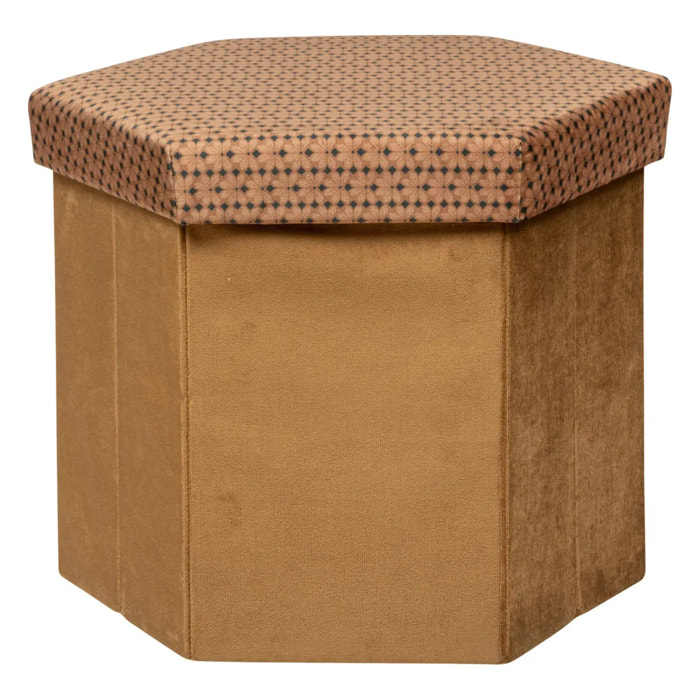 Pouf pliant hexagonal "Jiling" en velours 40x38cm