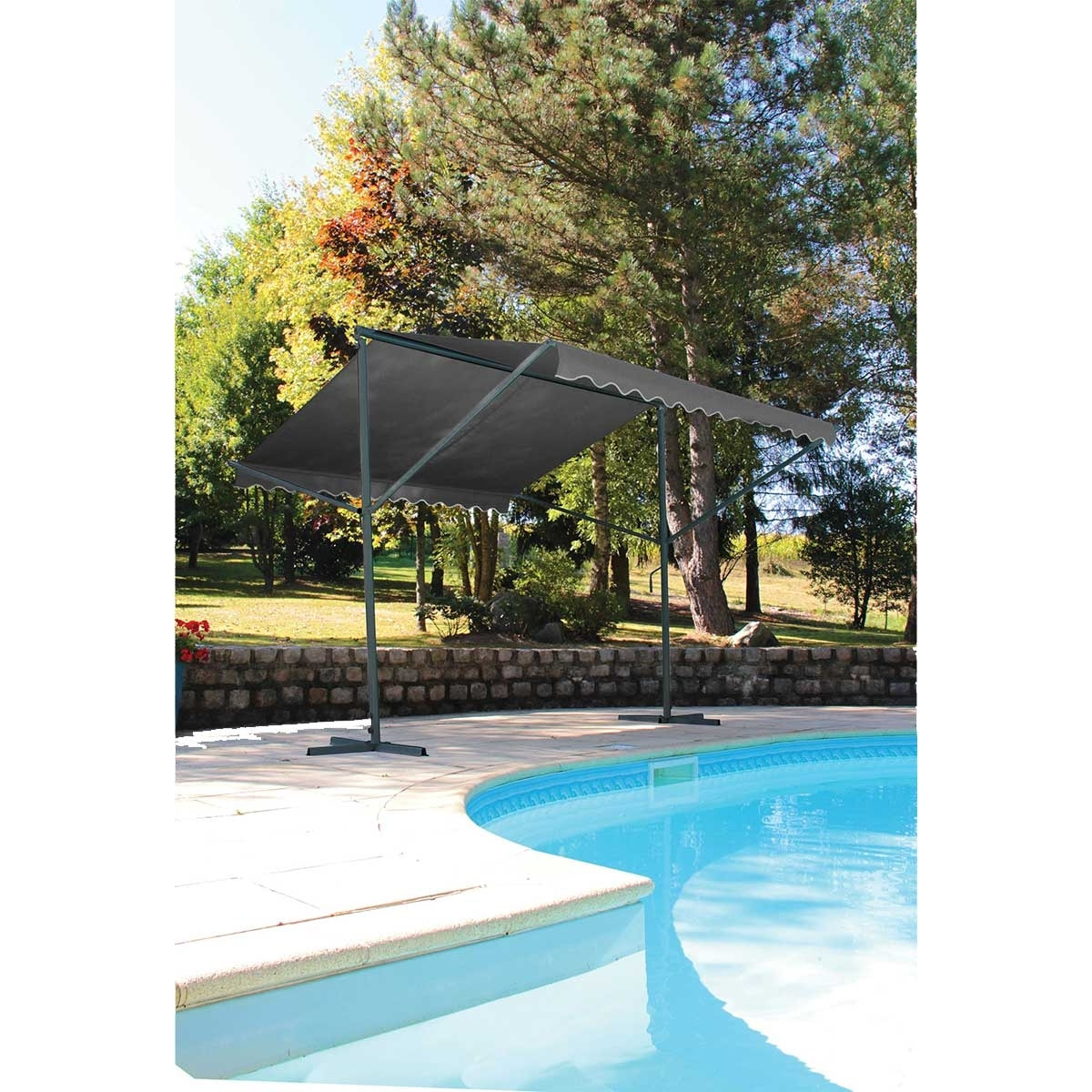 Marquise 2 pans à manivelle - Gris anthracite