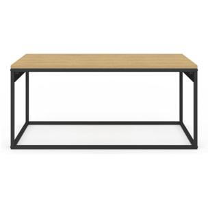 Table basse Memphis avec plateau relevable bois et pieds noirs L90cm