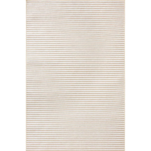 GARDEN - Tapis d'intérieur / extérieur à motif rayures blanches et beiges