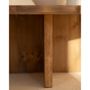 Pack de 2 tables basses rondes en bois massif ton chêne foncé 80x80cm Hauteur: 30 Longueur: 80 Largeur: 80