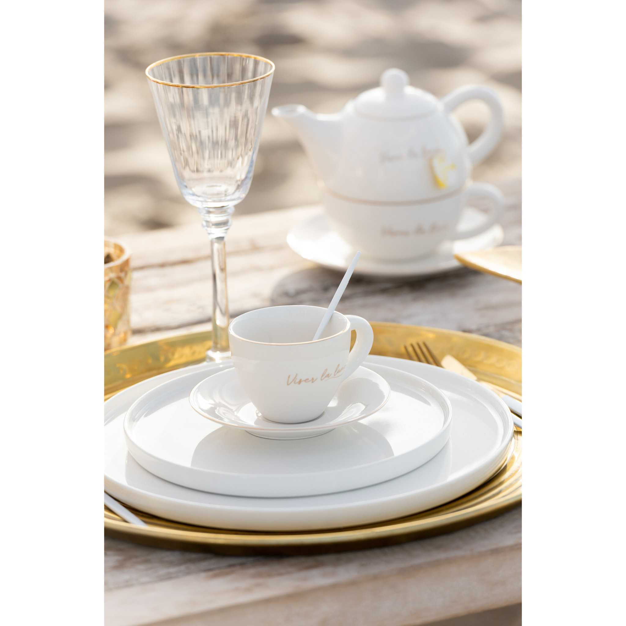 J-Line assiette mini rebord - porcelaine - blanc - 12 pcs