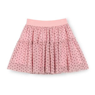 Falda de tul con corazones rosa