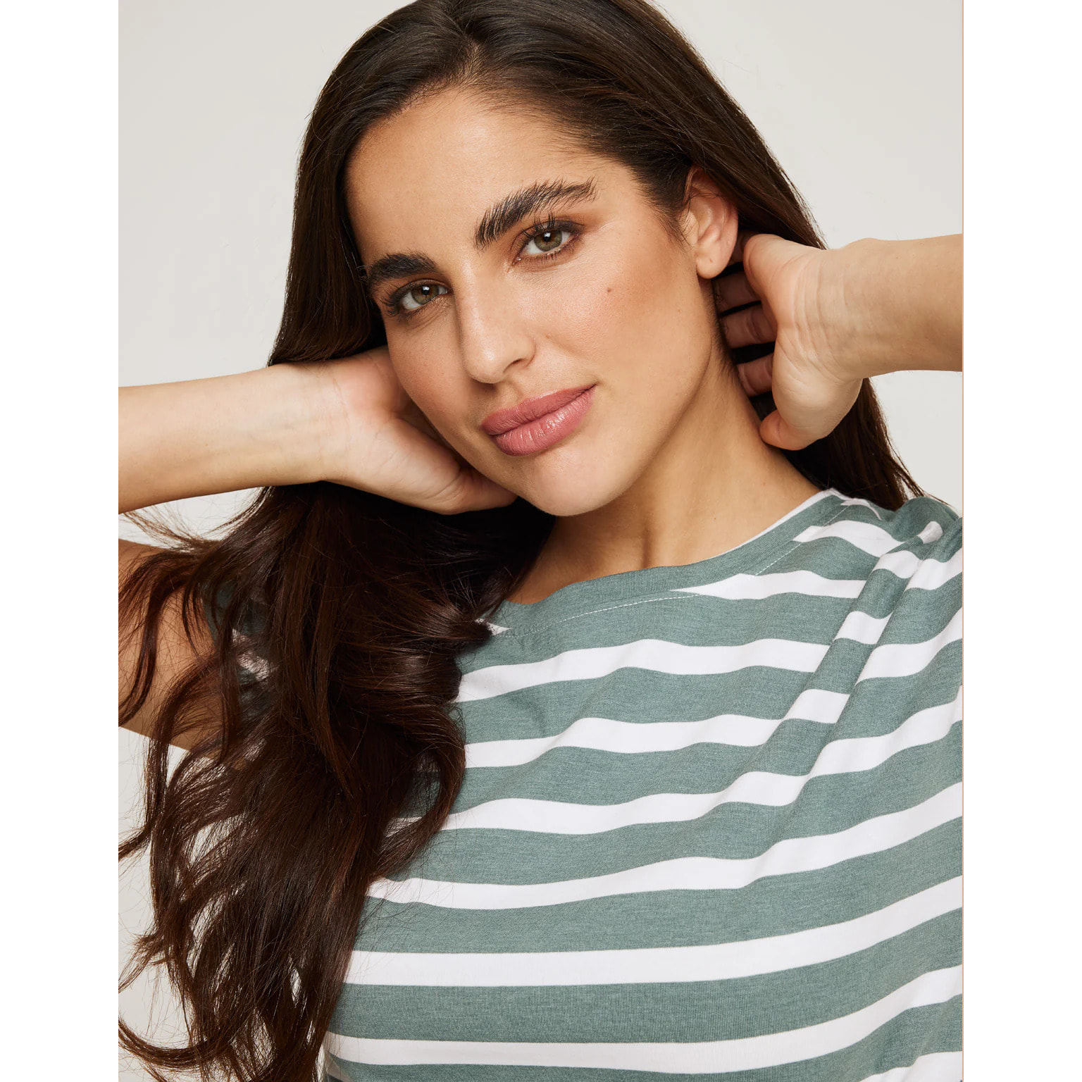 Camiseta Manga Corta de Rayas Verde - Madonna