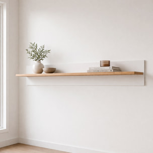 Mensola Da Soggiorno Parete Muro Ripiano Libri Oggetti Decorativa Salotto Arredo Design Moderno Minimal Living Abbinabile 138x20x20 Cm Bianco E Rovere