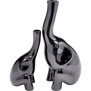 Vases éléphants anthracite set de 2 Kare Design