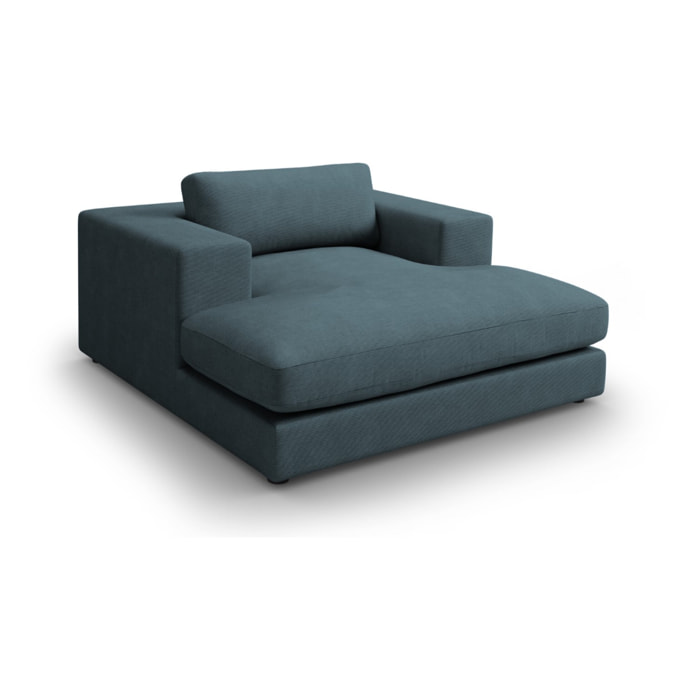 Méridienne "Tendance" en velours côtelé bleu