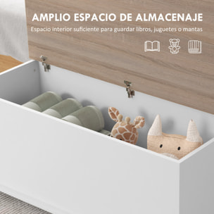 Baúl de Almacenamiento de Madera Arcón de Almacenamiento con Tapa Carga Máx. 60 kg para Dormitorio Salón 100x40x40 cm Natural y Blanco