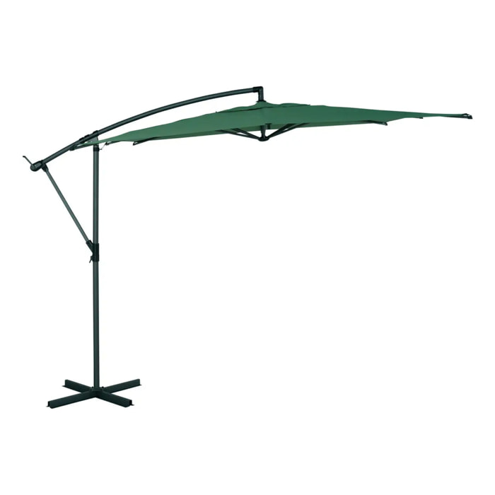 Parasol déporté carré Manoa 2,5x2,5m vert olive