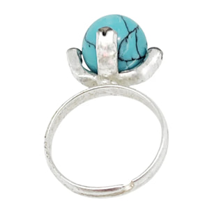 Anillo Earth plata 10µm turqeusa y Sw azul