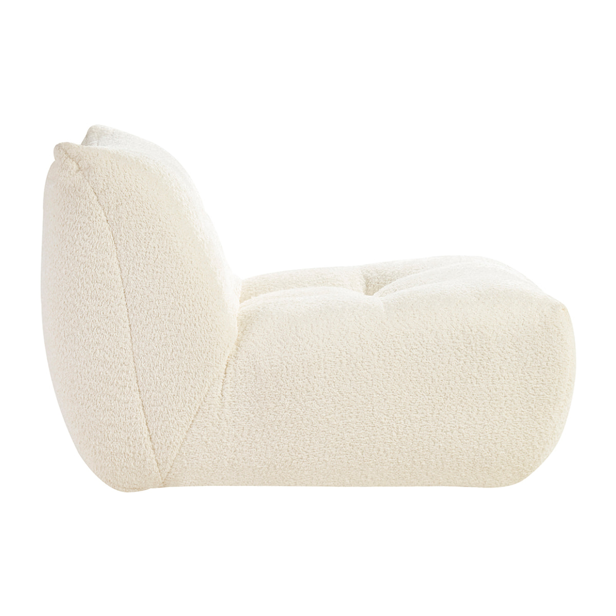 Fauteuil lounge en tissu bouclette blanc cassé BUMPY