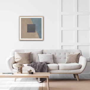 Poster Soie bleue sarcelle Affiche + cadre en bois - Chêne