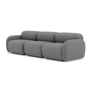 Penelope - canapé droit modulable 3 places en velours texturé - Gris
