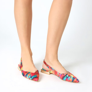 Ballerine slingback donna multicolor in raso