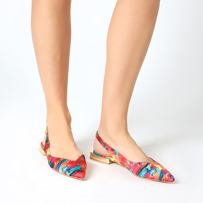 Ballerine slingback donna multicolor in raso