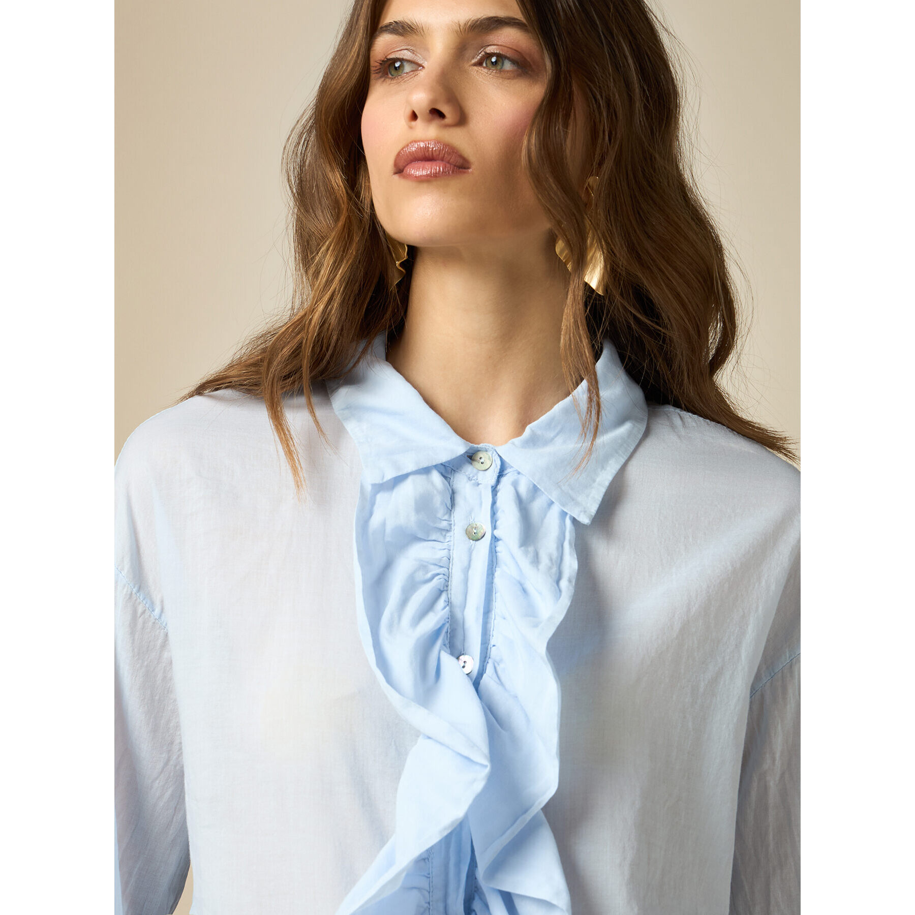 Oltre - Camicia con rouches - Azzurro