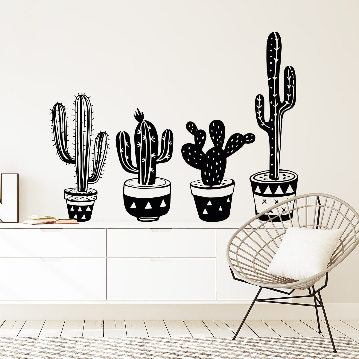 Stickers muraux | Sticker Mural Autocollant - BOHÈME 4 CACTUS MEXICAIN - adhésifs fond transparent